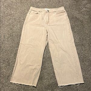 Hidden Tan Cropped Ankle Jeans with Wide-Leg Fit